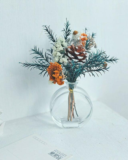 Pastoral Elegance: Handcrafted 25CM Natural Dried Flower Arrangement