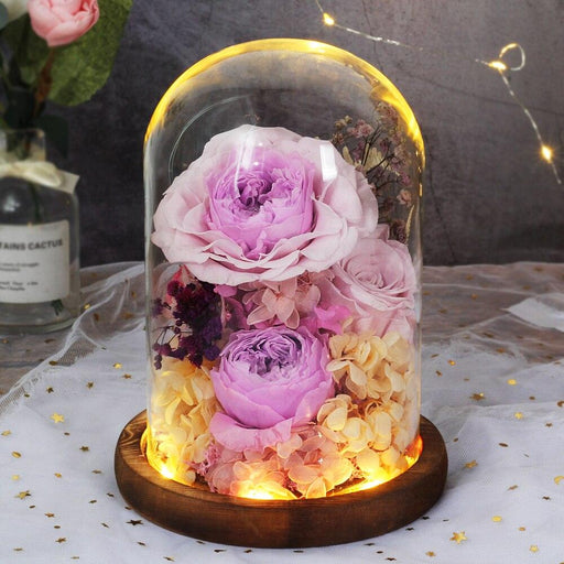 Eternal Rose - Beauty and Beast Natural Dried Real Flower Eternal Rose in a Glass Dome