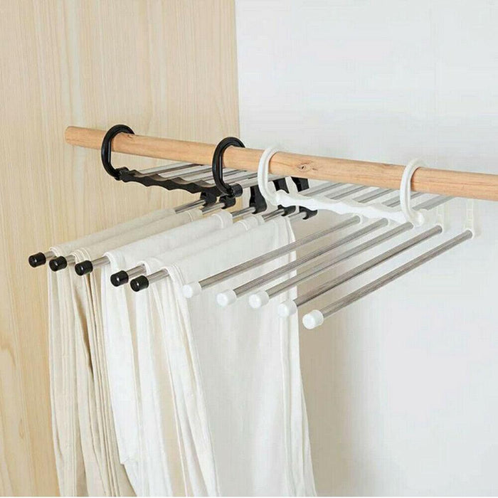 Innovative 5-in-1 Stainless Steel Pant Hanger for Efficient Wardrobe Organization