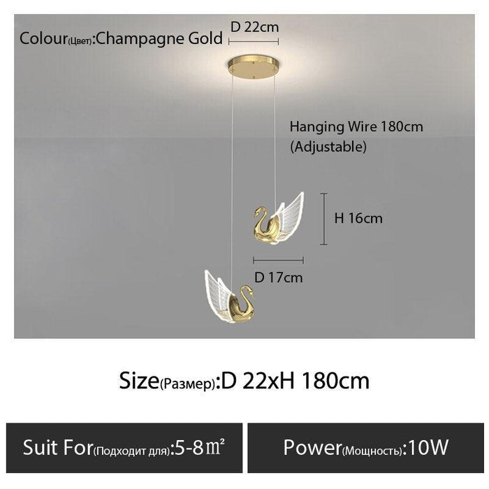 Swan Design LED Chandelier with Customizable Light Color and Long-lasting Performance