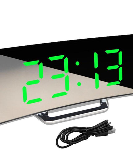 Curved Screen LED Alarm Clock with Temperature Gauge and Custom Snooze Settings - Ideal for Children's Rooms and Contemporary Home Design