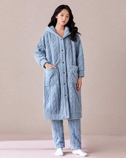 Cozy Elegance: Plush Coral Velvet Women's Bathrobe for Winter Relaxation