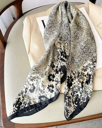 Elegant Leopard Print Silk Scarf - Stylish Sun Protection for Women
