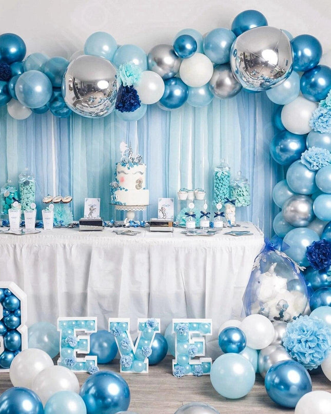 Elegant Blue Macaron Balloon Arch Kit - Transform Your Celebrations with Luxurious Style