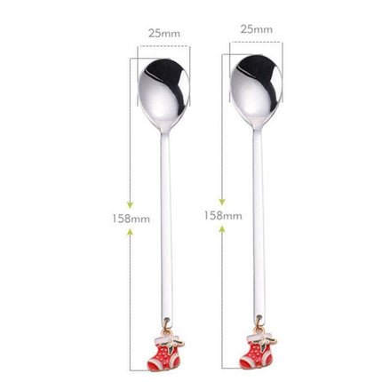 Santa's Joyful Holiday Silverware Duo - Cheerful Spoon and Fork Set for Festive Feasts