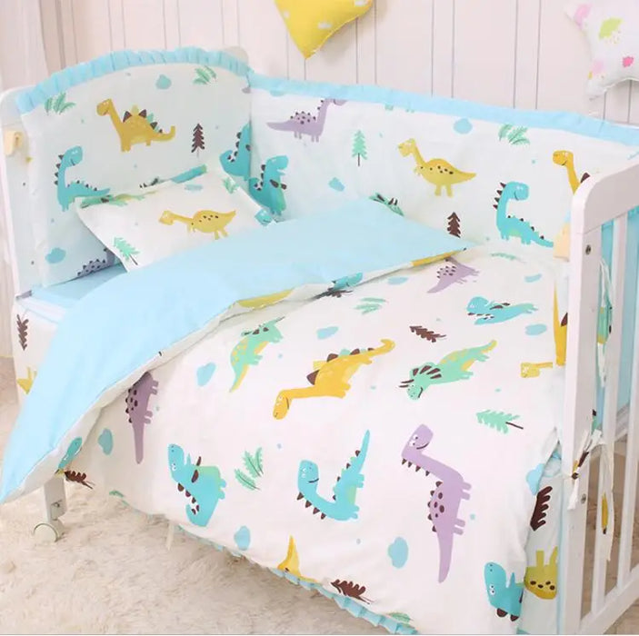 Blue Universe 6-Piece Crib Bedding Set with Cotton Toddler Bed Linens