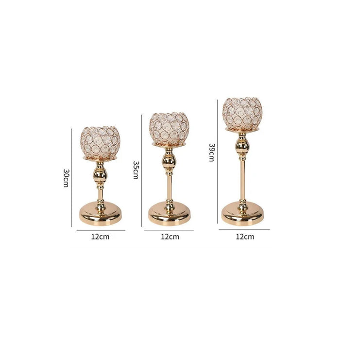 Exquisite Crystal and Metal Glass Candle Holder for Elegant Celebrations