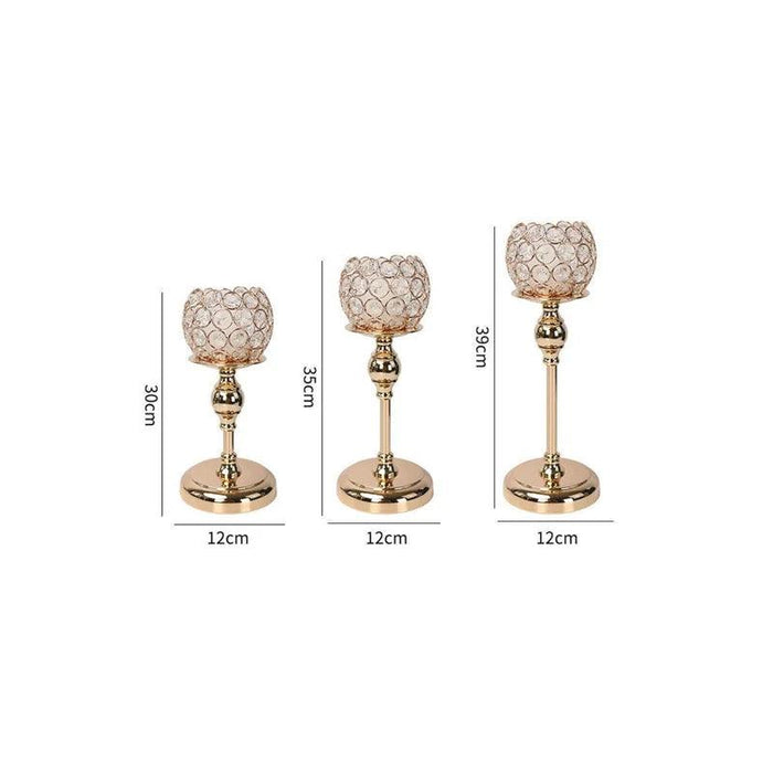 Luxurious Crystal and Metal Glass Tealight Candle Holder for Special Events