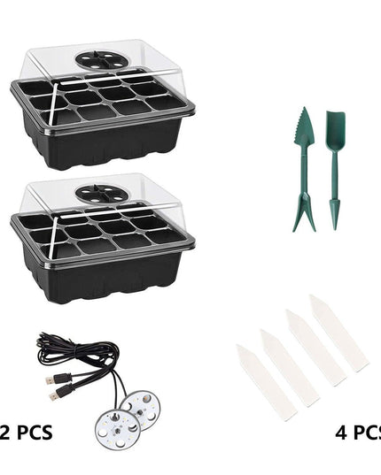 LED Seedling Starter Set with Humidity Control - Complete 5-Tray System for Enhanced Plant Growth