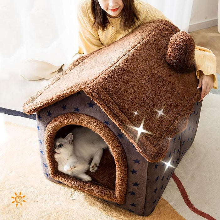 Cozy Arctic Velvet Long-eared Cat House for Small Pets