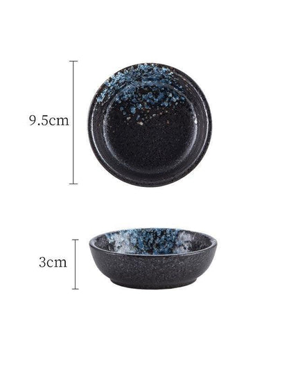 Elegant Retro Japanese Ceramic Sushi Plate and Mini Dipping Dish Set - Exquisite Dining Experience