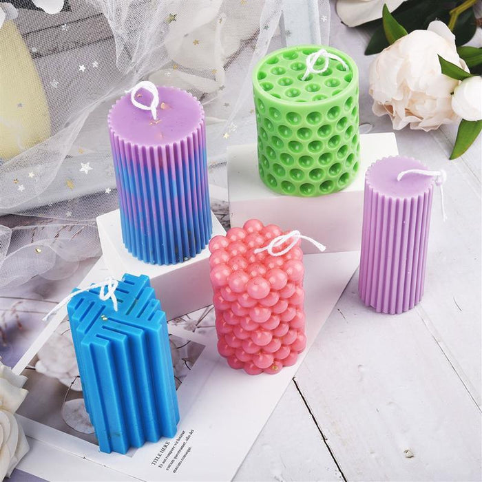 Roman-inspired Striped Silicone Candle Mold for Creative Artisans