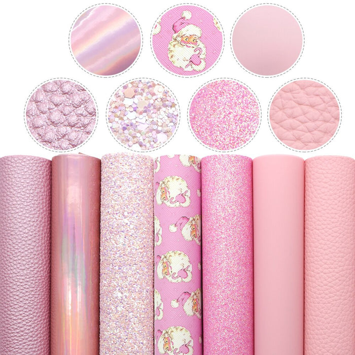 Pink Glitter Lychee Faux Leather Sheets for Glamorous Crafting
