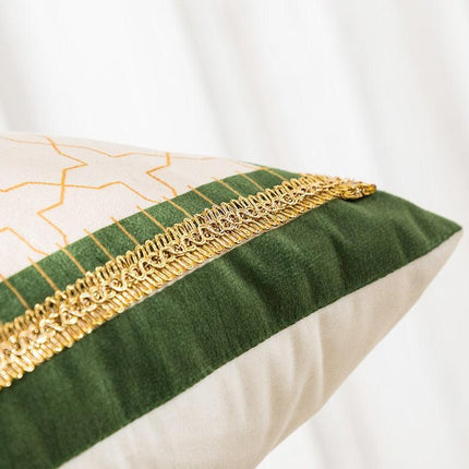 Reversible Velvet Cushion Cover with Lush Greenery and Moss Motif