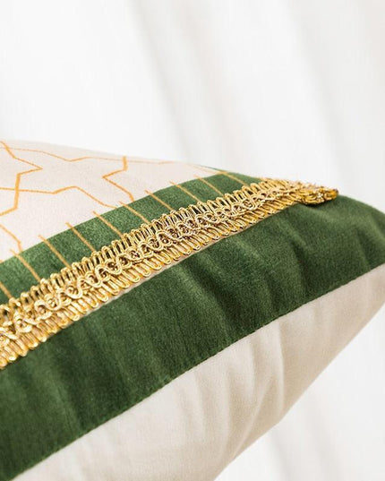 Reversible Velvet Cushion Cover with Lush Greenery and Moss Motif