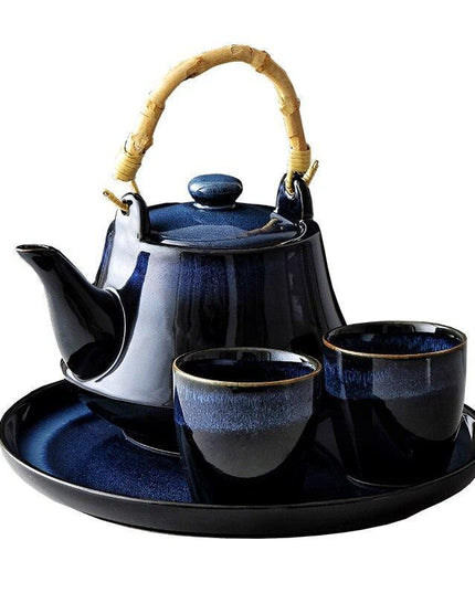 Sophisticated Blue Japanese Ceramic Tea Set for Elegant Tea Service