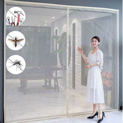 Reinforced Magnetic Bug Screen Door with Auto-Close for Extra-Wide Openings