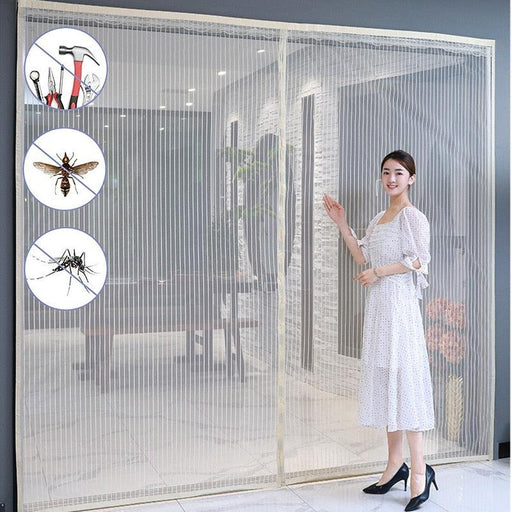 Magnetic Insect-Blocking Door Screen with Auto-Close for Broad Entrances