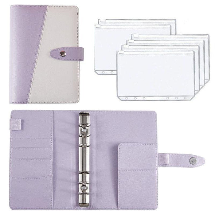 Stylish A6 Vegan Leather Planner with Interchangeable Sheets and Zippered Pockets for Effortless Organization