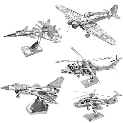 Stainless Steel 3D Jet Fighter Model Construction Set - Engaging DIY Puzzle for All Ages