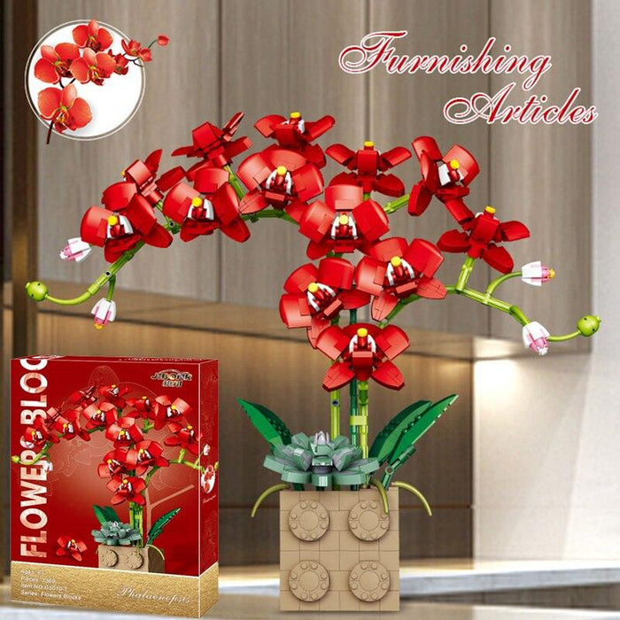 Blue Orchid Blooming Building Set for Romantic Home Decor