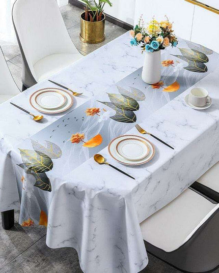 Luxurious Oval PVC Table Protector with Botanical Design: Elevate Your Dining Experience