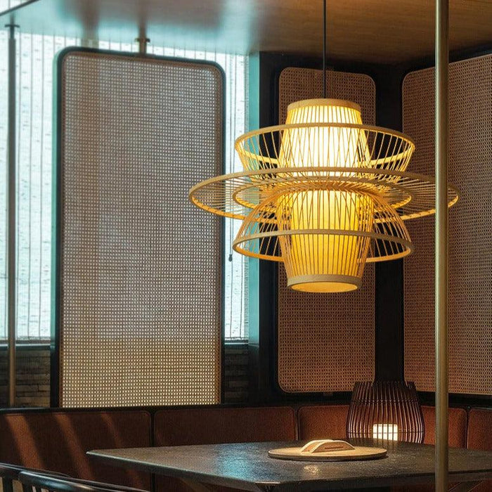 Artisan Bamboo Chandelier: Exquisite Handcrafted Lighting for Home and Garden