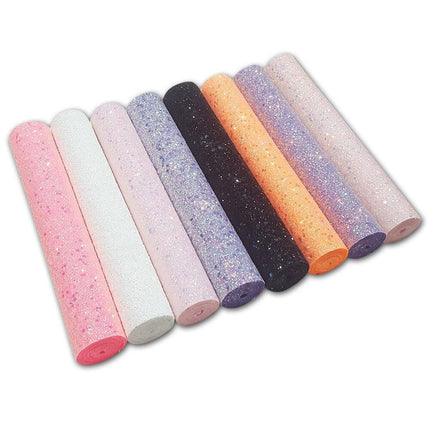 Sparkling Black and White Chunky Glitter Synthetic Leather Crafting Sheet for Creative DIYs