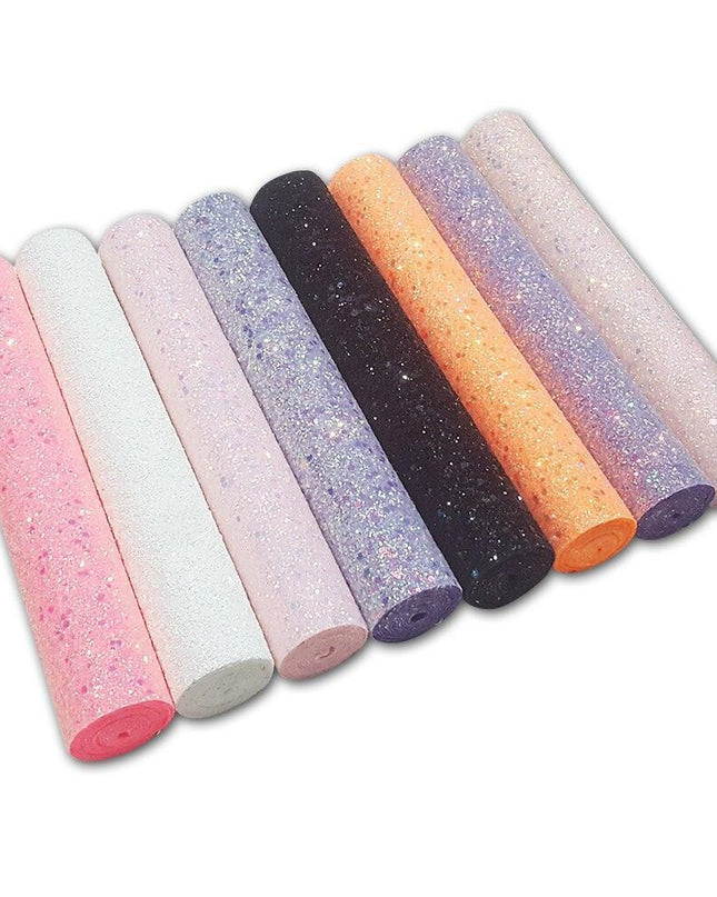 Sparkling Black and White Chunky Glitter Synthetic Leather Crafting Sheet for Creative DIYs