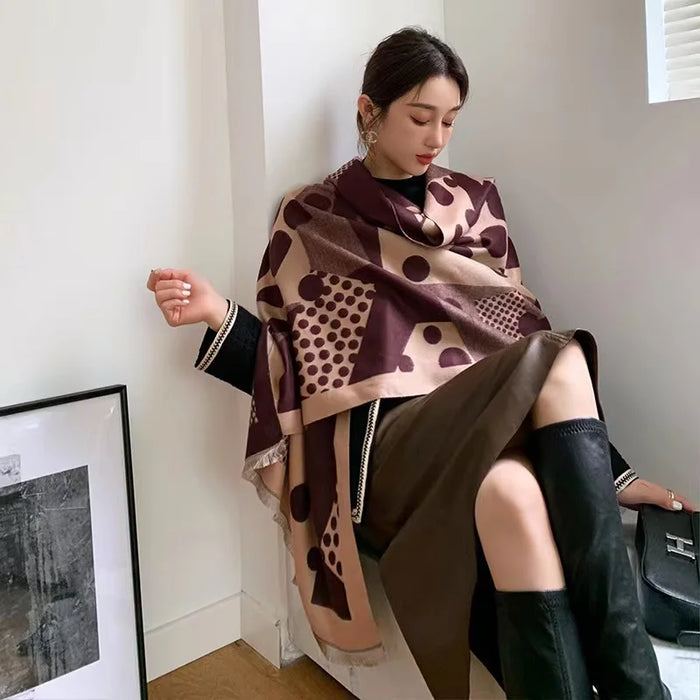 Luxurious Korean Style Women's Cashmere & Acrylic Winter Scarf