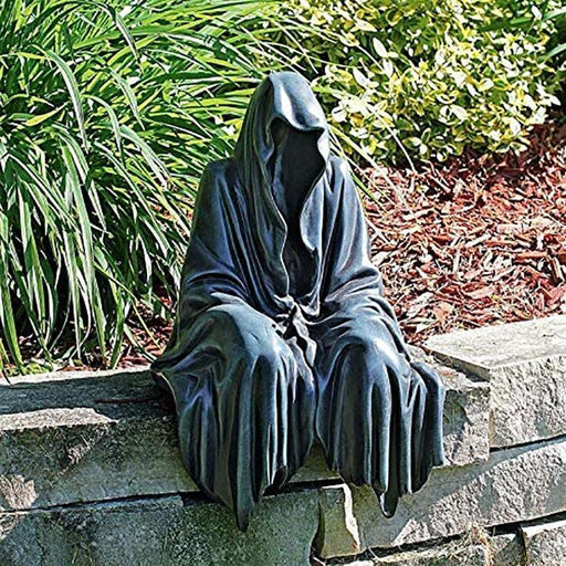 Black Grim Reaper Statue Thrilling Black Robe Nightcrawler Resin Garden Figurine Ornament Horror Ghost Sculpture Desk Decoration-0-Très Elite-Très Elite
