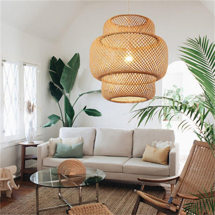 Bamboo Woven Pendant Light - Sustainable Chandelier for Stylish Home Décor