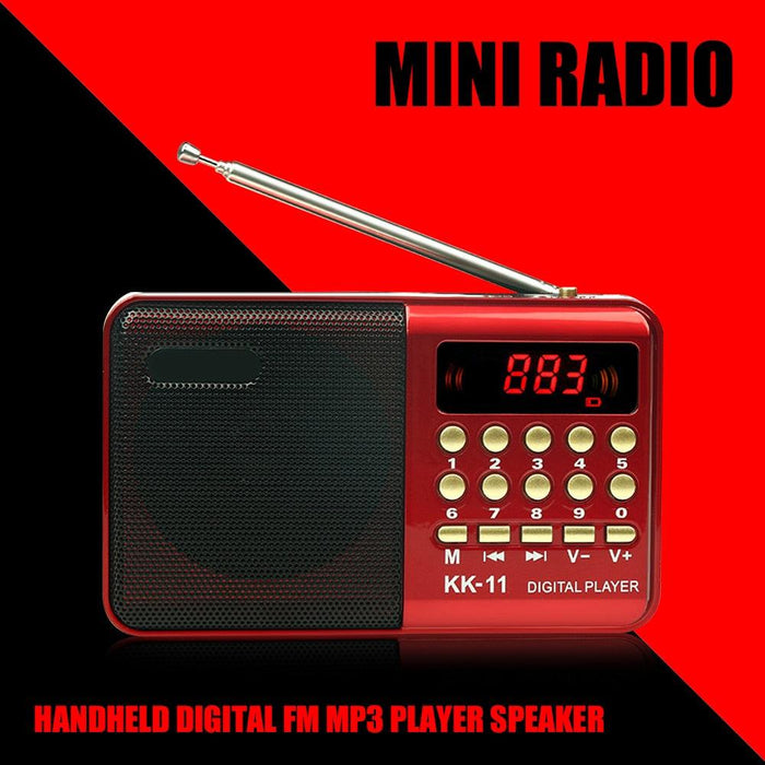 Red Senior-Friendly MP3 Music Player with FM Radio - Compact Design with USB and TF Card Support