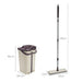 Squeegee Mop and Bucket Set with Telescopic Handle and Microfiber Pad