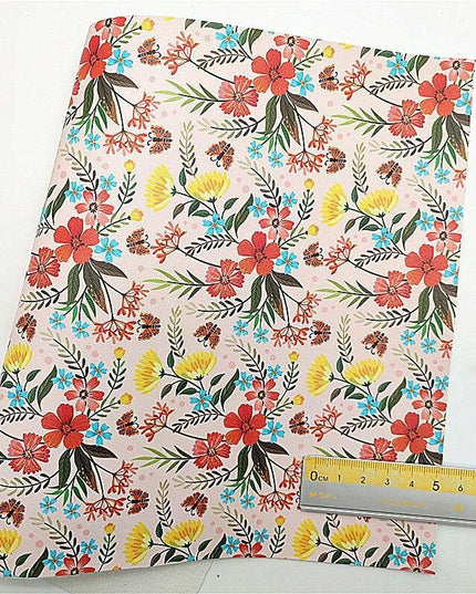 Springtime Bunny & Floral Faux Leather Crafting Set - Bright Prints for Creative DIY Projects