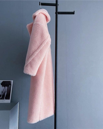 Chic Sophisticated Winter Overcoat: Authentic Lamb Fur Luxury