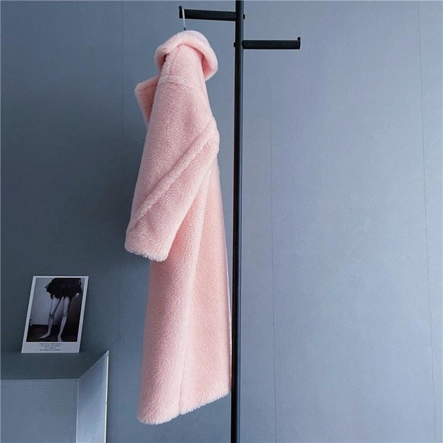 Chic Sophisticated Winter Overcoat: Authentic Lamb Fur Luxury