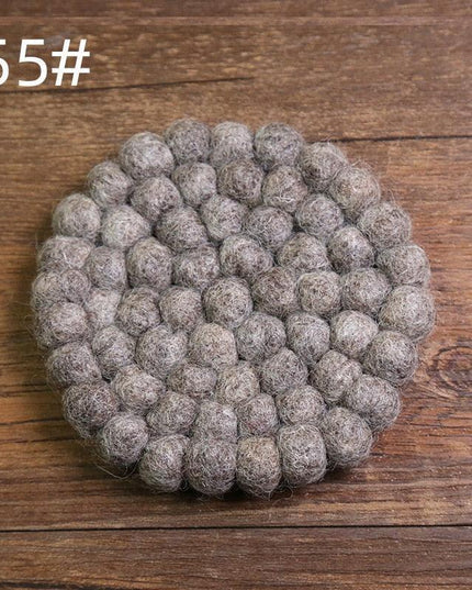 Elegant Round Wool Felt Coasters - Stylish Surface Protection Set