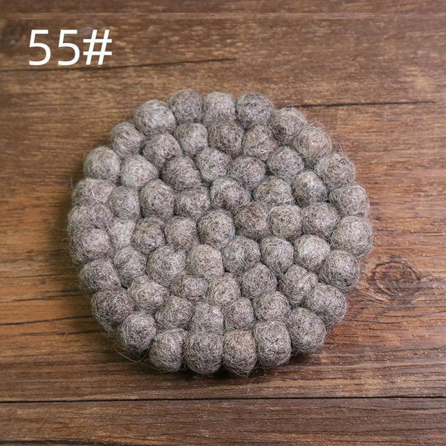 Elegant Round Wool Felt Coasters - Stylish Surface Protection Set