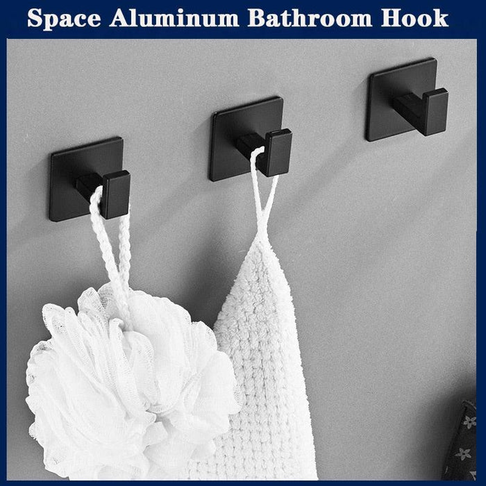 Sleek Black Wall Hook Organizer Set - Modern Storage Solution with Hassle-Free Installation