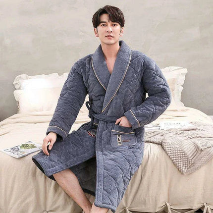 Men's Premium Quilted Flannel Kimono Robe - Ultimate Winter Comfort & Elegance