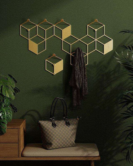 Elegant Wrought Iron Entryway Organizer - Chic Storage for Hats and Apparel