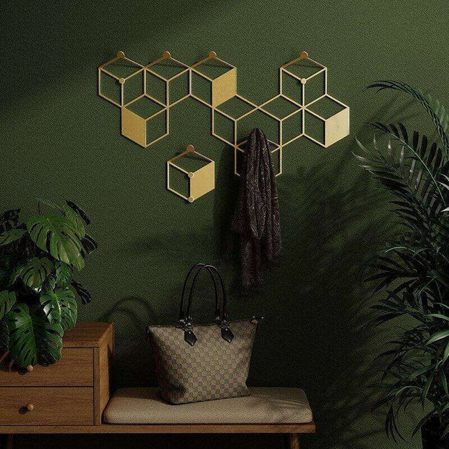 Elegant Wrought Iron Entryway Organizer - Chic Storage for Hats and Apparel