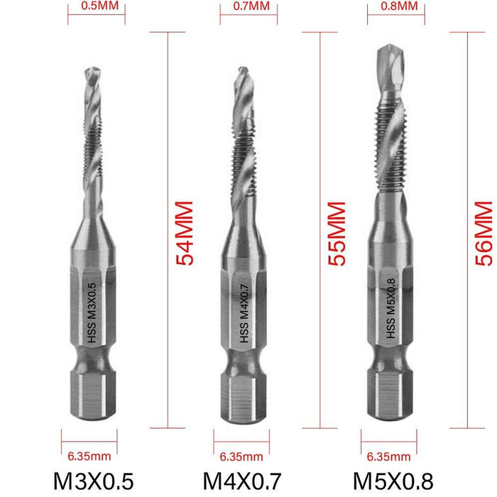 Precision Tap Set with Titanium Coating and Spiral Flute Design for Efficient Tapping and Chamfering