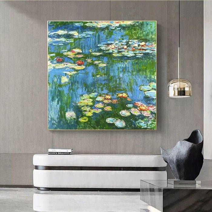Tranquil Water Lily Landscape Canvas Art Print with Personalized Sizing
