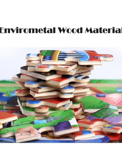 Montessori 3D Animal Vehicle Puzzle Set - Interactive Wooden Learning Toy for Kids