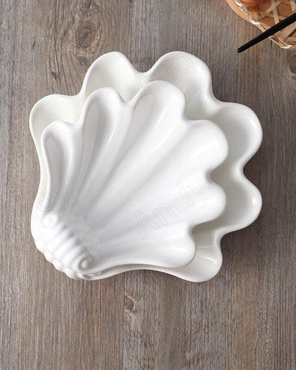 Elegant Shell-Inspired Handcrafted Ceramic Plate Set for Luxurious Dining