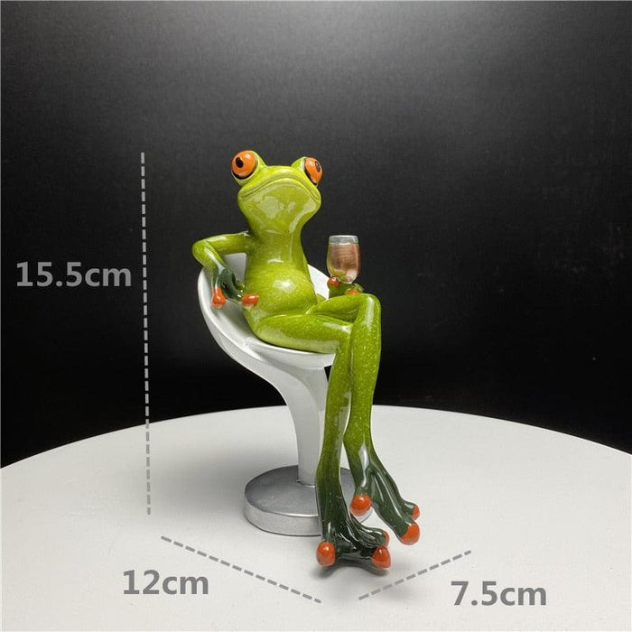 Whimsical Green Frog Resin Mini Sculpture - Adorable Desk Accent