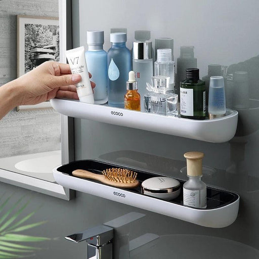 Compact Bathroom Storage Solution | Wall-Mounted Shower Caddy with Towel Bar