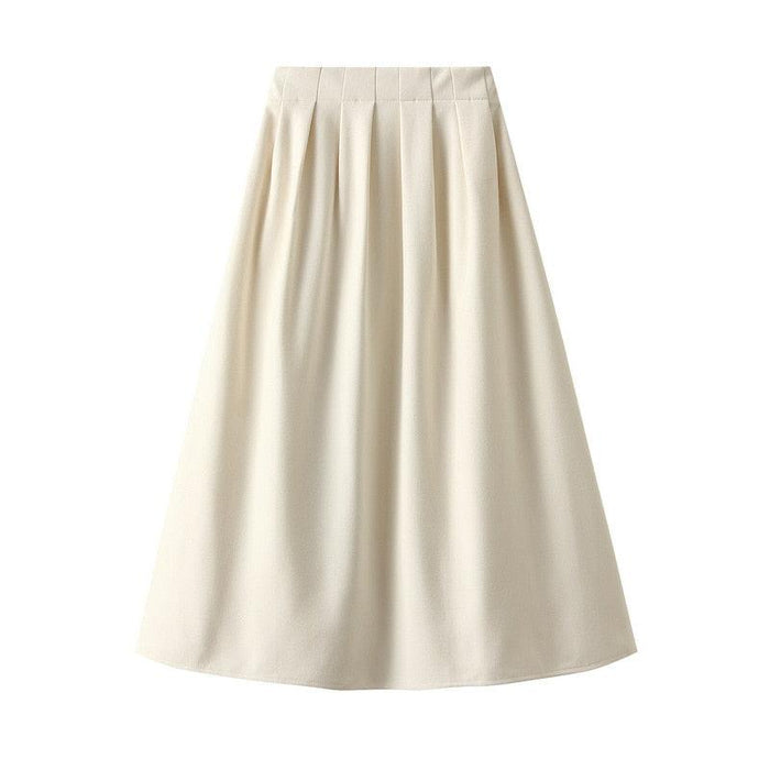 Chic Korean High Waist Pleated Midi Skirt: Effortless Office to After-Hours Style